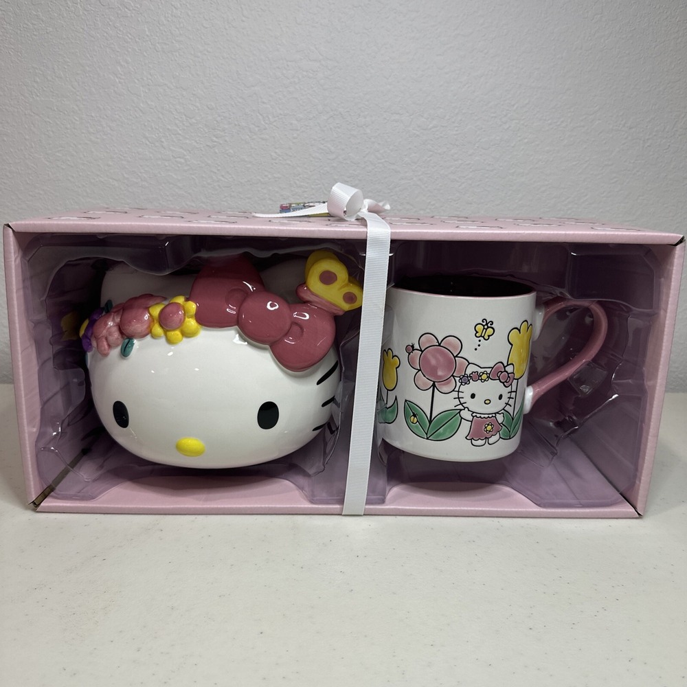 Sanrio Hello Kitty Floral Bank & Mug Gift Set Birthday Summer Get Well Baby